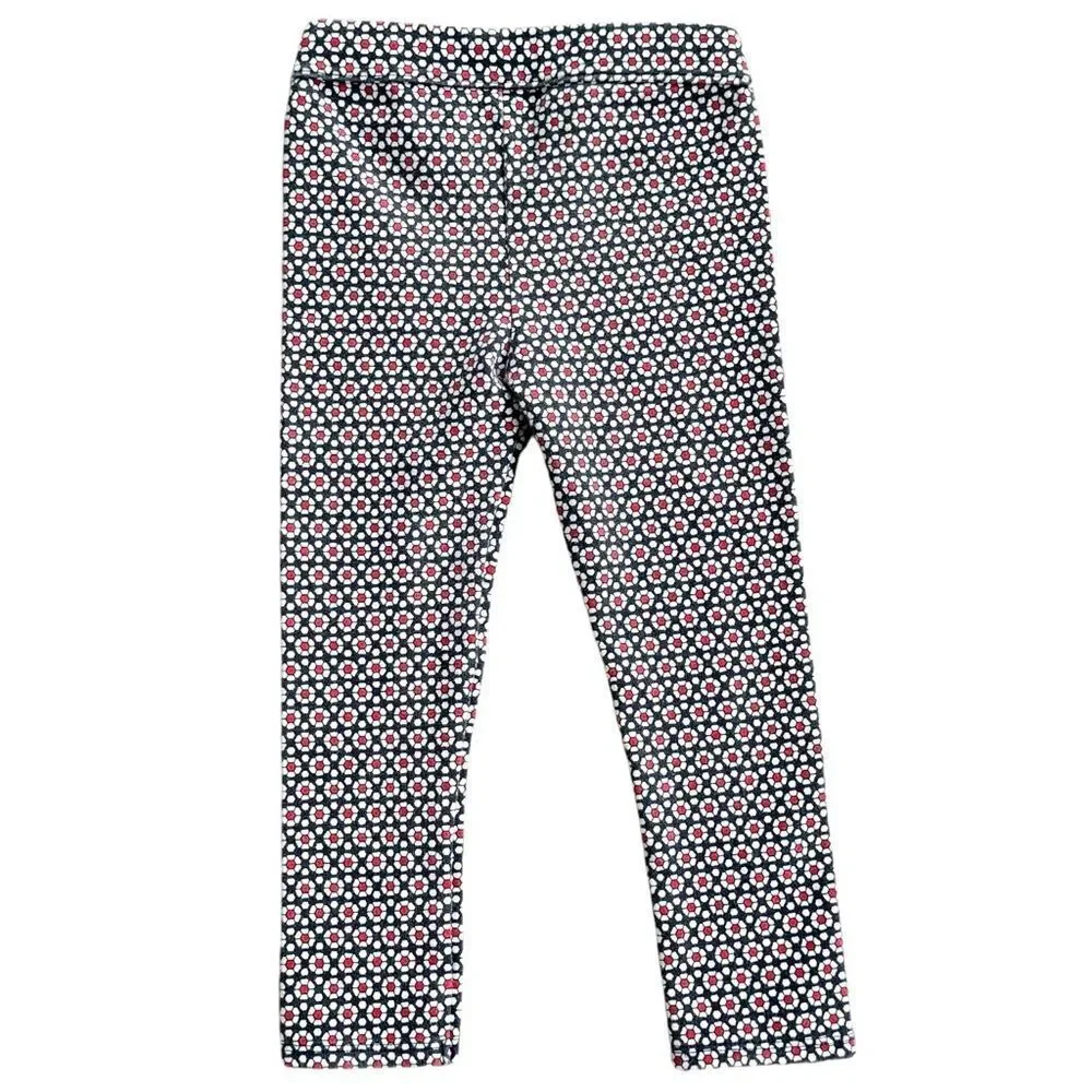 Janie and Jack Girls Toddler Kids Blue & Red Geo Ponte Pull-On Pants. 3. 3T.